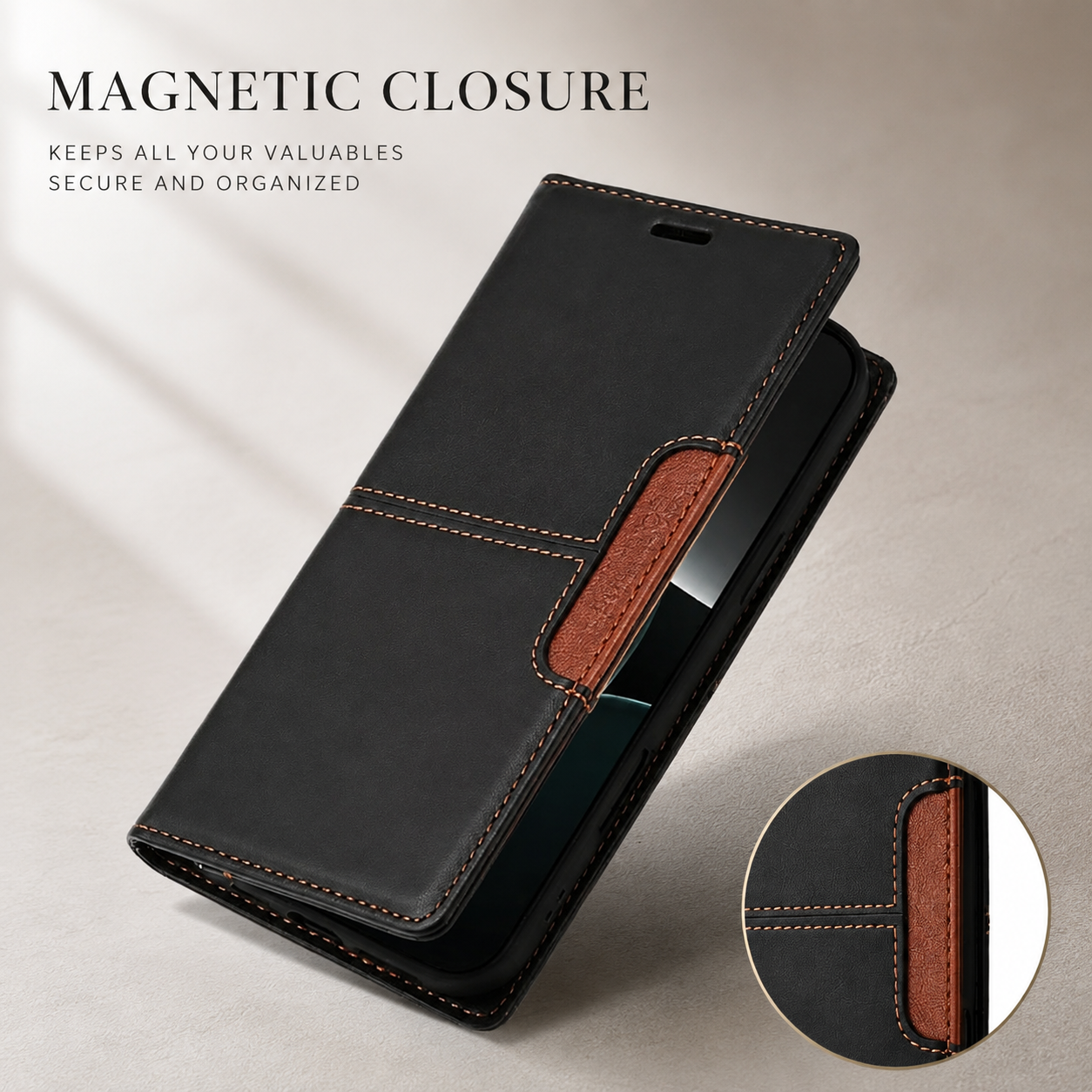 Premium iPhone Case Leather Wallet Flip Cover RFID Card Holder Magnetic Protective Case Shockproof Kickstand Anti Fingerprint Full Coverage