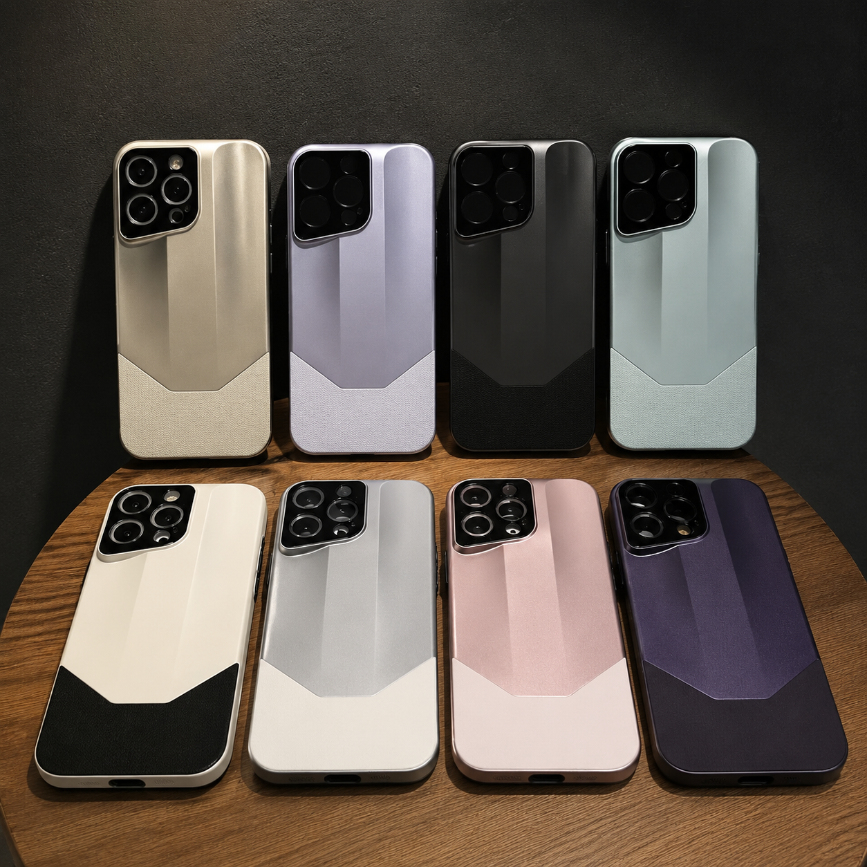 Premium iPhone Case Luxury Contrast Color Leather PC Hybrid Protective Cover Shockproof Anti Scratch Camera Lens Protection Slim Full Coverage