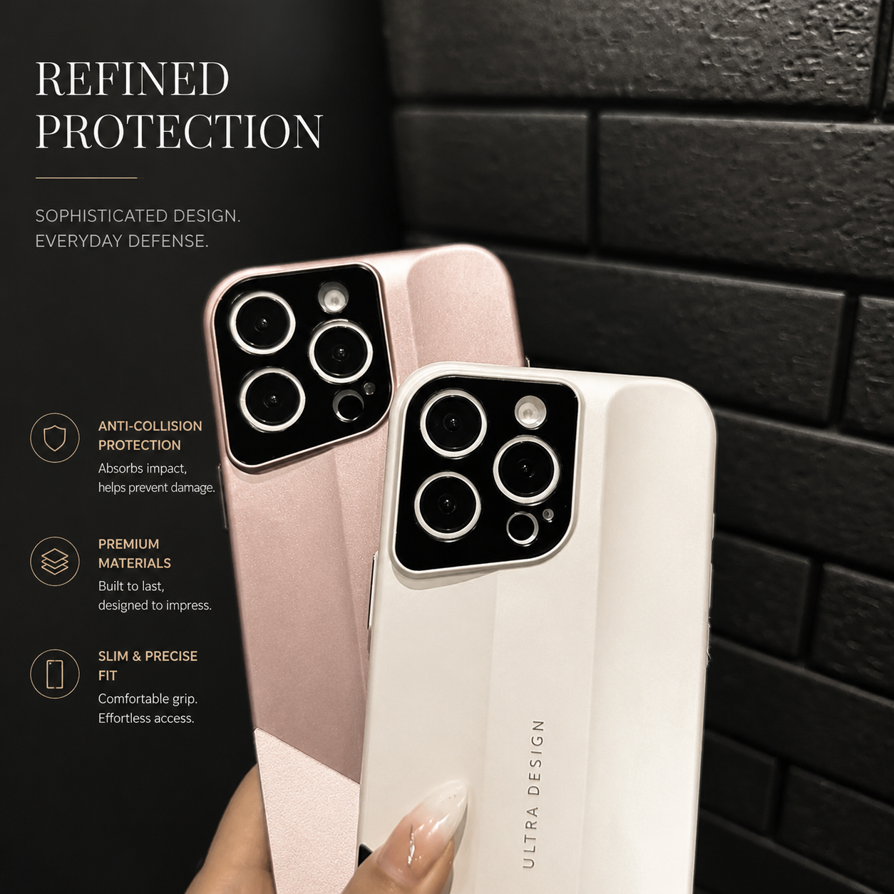 Premium iPhone Case Luxury Contrast Color Leather PC Hybrid Protective Cover Shockproof Anti Scratch Camera Lens Protection Slim Full Coverage