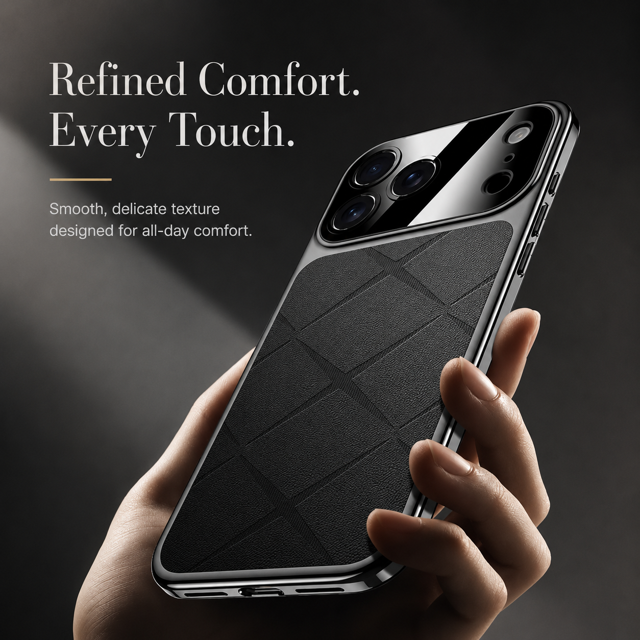 Premium iPhone Case Luxury Leather Frame Plating Protective Cover Shockproof Bumper Camera Lens Protection Anti Scratch Slim Full Coverage