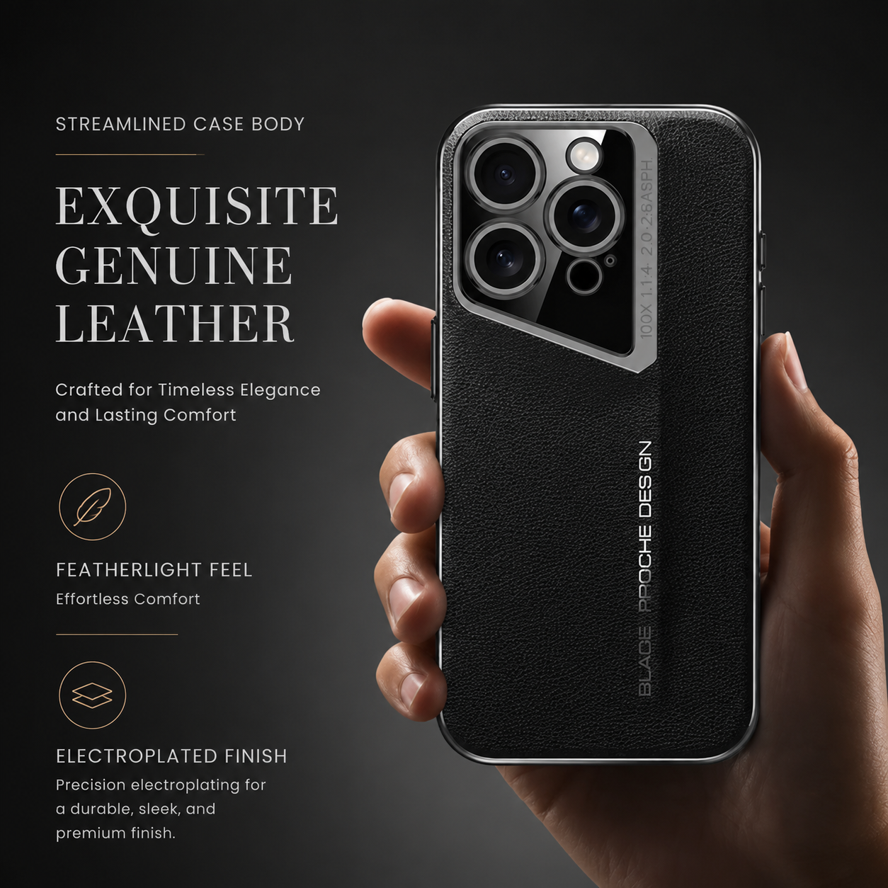 Premium iPhone Case Luxury PU Leather Electroplated Finish Ultra Thin Shockproof Protective Cover Camera Lens Protection Slim Hard Back Full Coverage