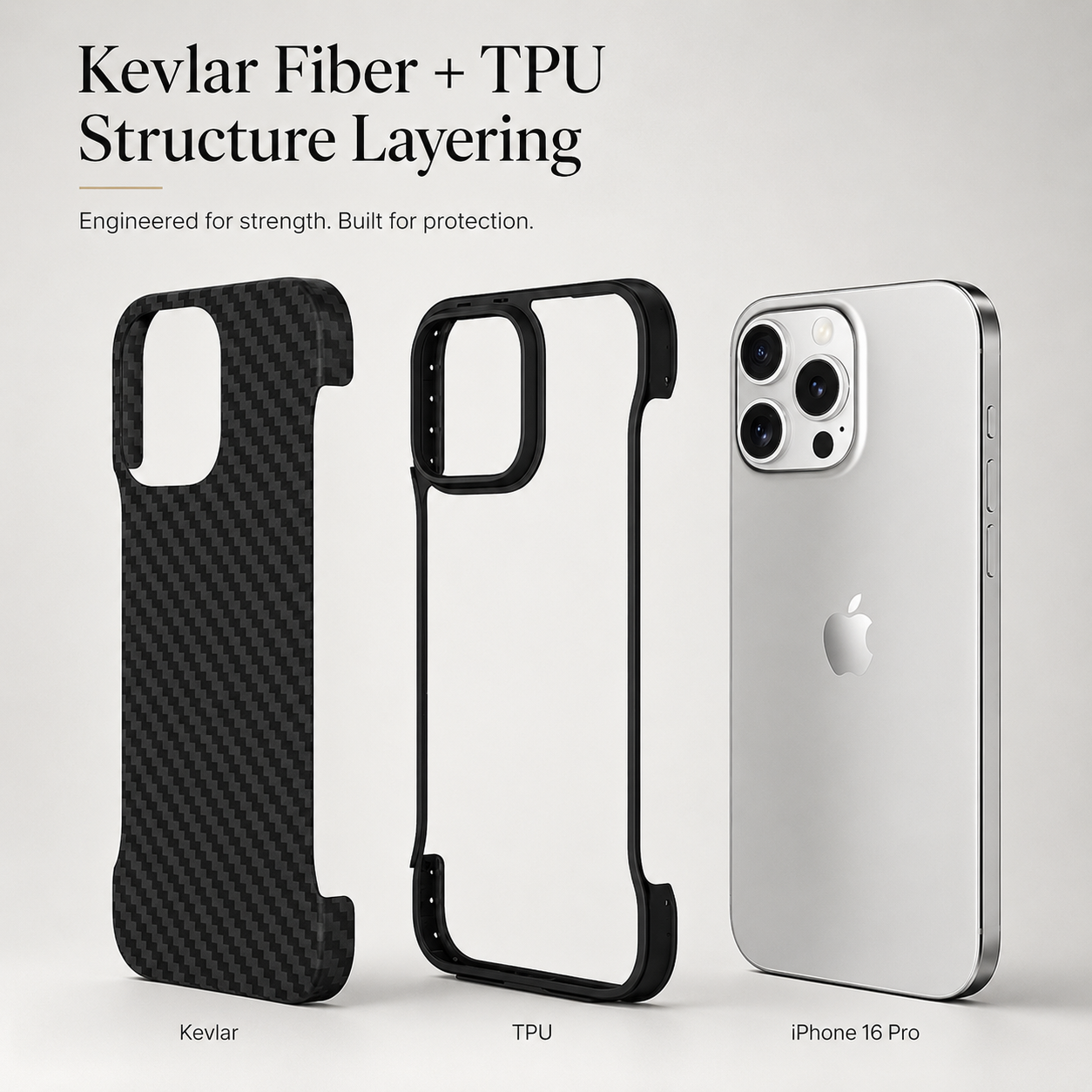 Premium iPhone Case MagSafe Aramid Carbon Fiber Frameless Matte Slim Cover Shockproof Lightweight Protective Wireless Charging Compatible Design