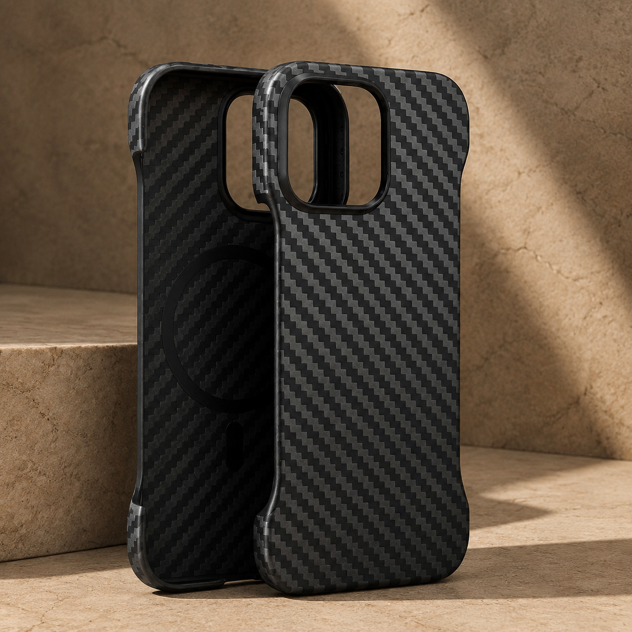 Premium iPhone Case MagSafe Aramid Carbon Fiber Frameless Matte Slim Cover Shockproof Lightweight Protective Wireless Charging Compatible Design