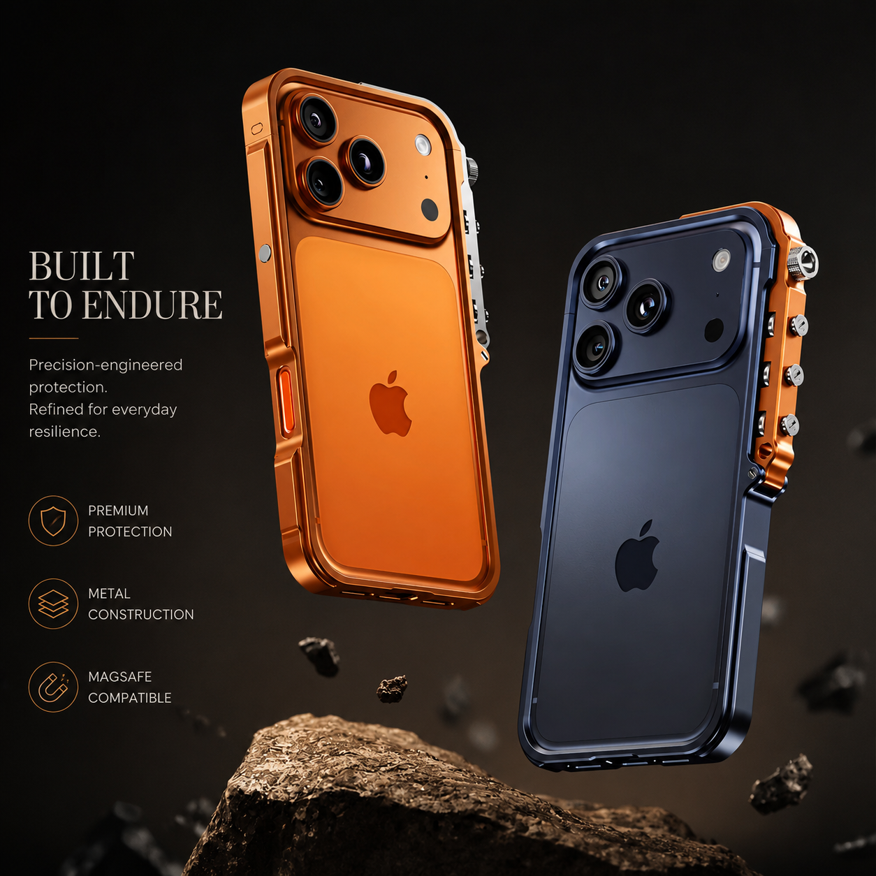 Premium iPhone Case MagSafe Compatible Aluminum Alloy Bumper Shockproof Protective Cover Heat Dissipation Anti Scratch Non Slip Lightweight Frame