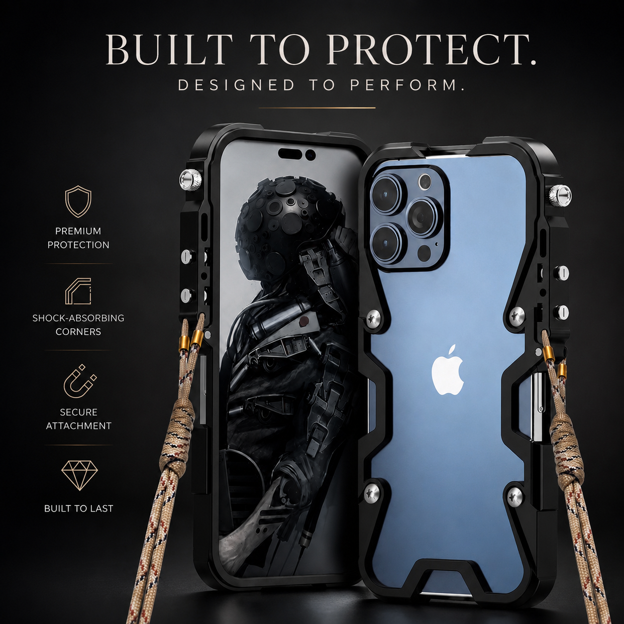 Premium iPhone Case MagSafe Compatible Aluminum Armor Bumper Protective Cover Heavy Duty Shockproof Anti Slip Heat Dissipation Slim Metal Frame Design