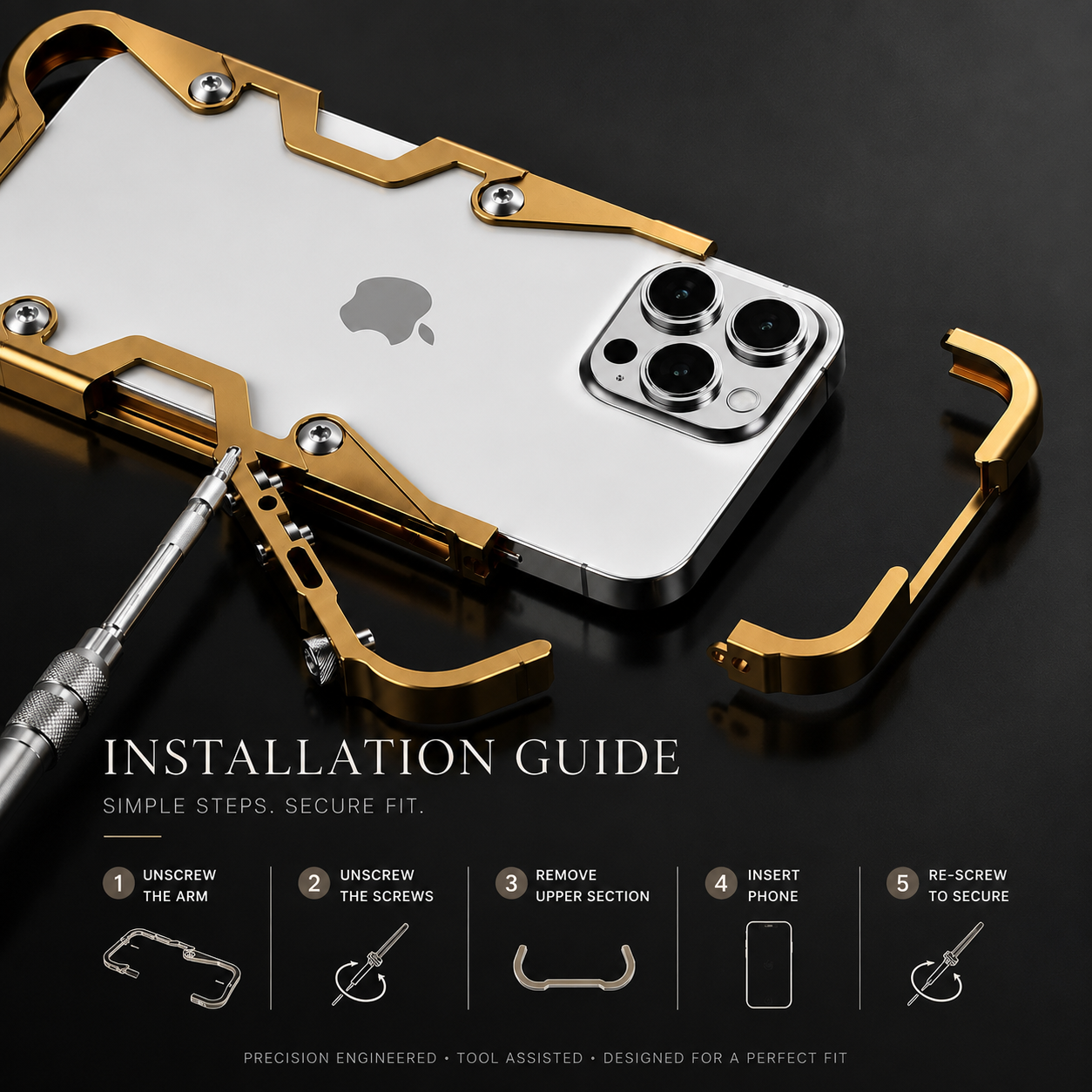 Premium iPhone Case MagSafe Compatible Aluminum Armor Bumper Protective Cover Heavy Duty Shockproof Anti Slip Heat Dissipation Slim Metal Frame Design