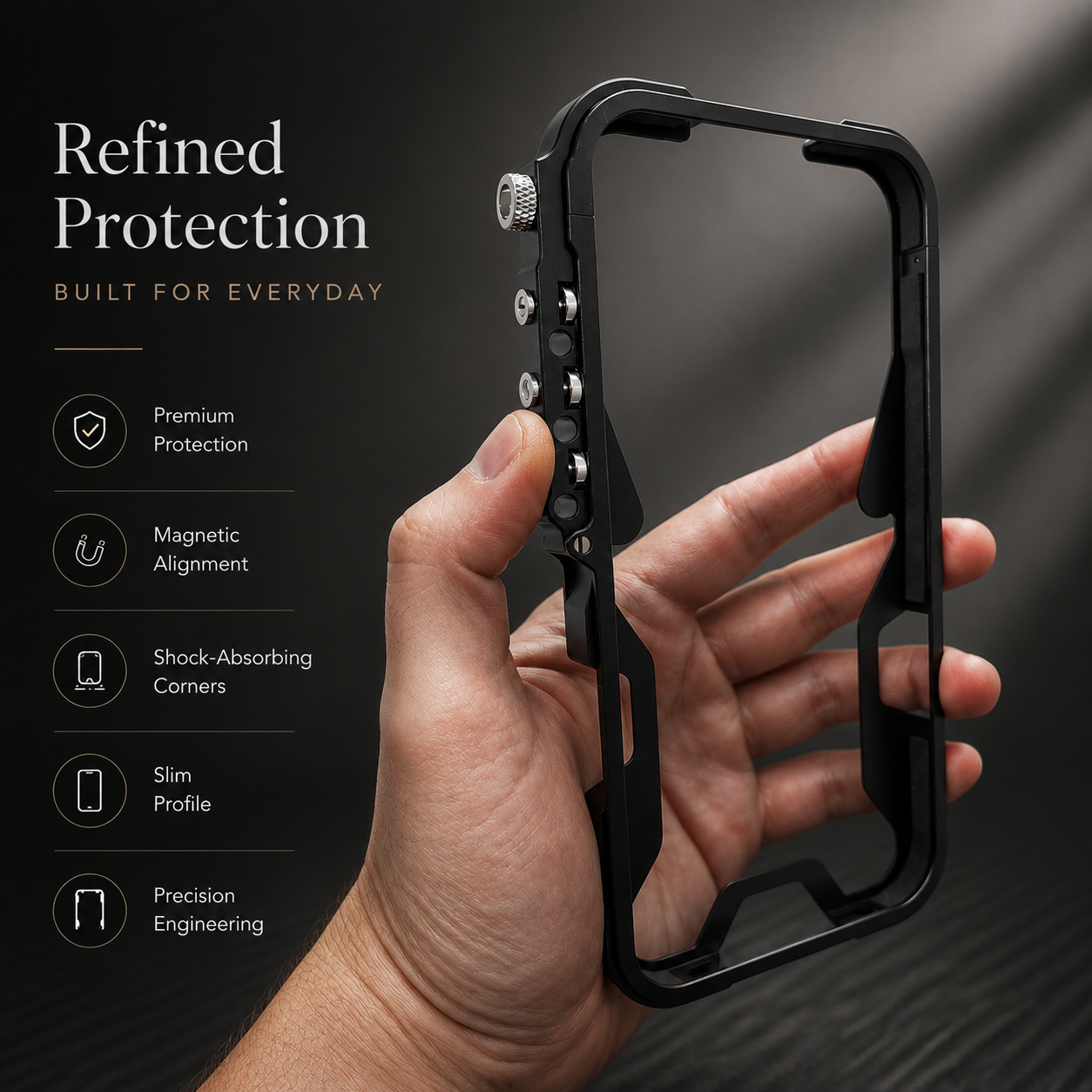 Premium iPhone Case MagSafe Compatible Aluminum Armor Bumper Protective Cover Heavy Duty Shockproof Anti Slip Heat Dissipation Slim Metal Frame Design