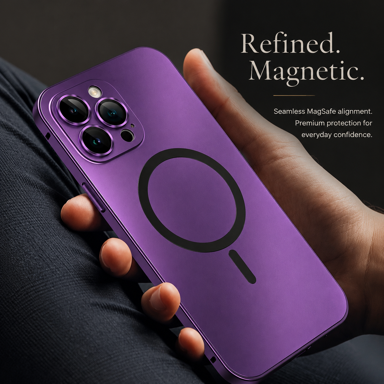 Premium iPhone Case MagSafe Compatible Aluminum Frame Hard PC Back Cover Shockproof Camera Lens Protection Matte Anti Fingerprint Full Coverage