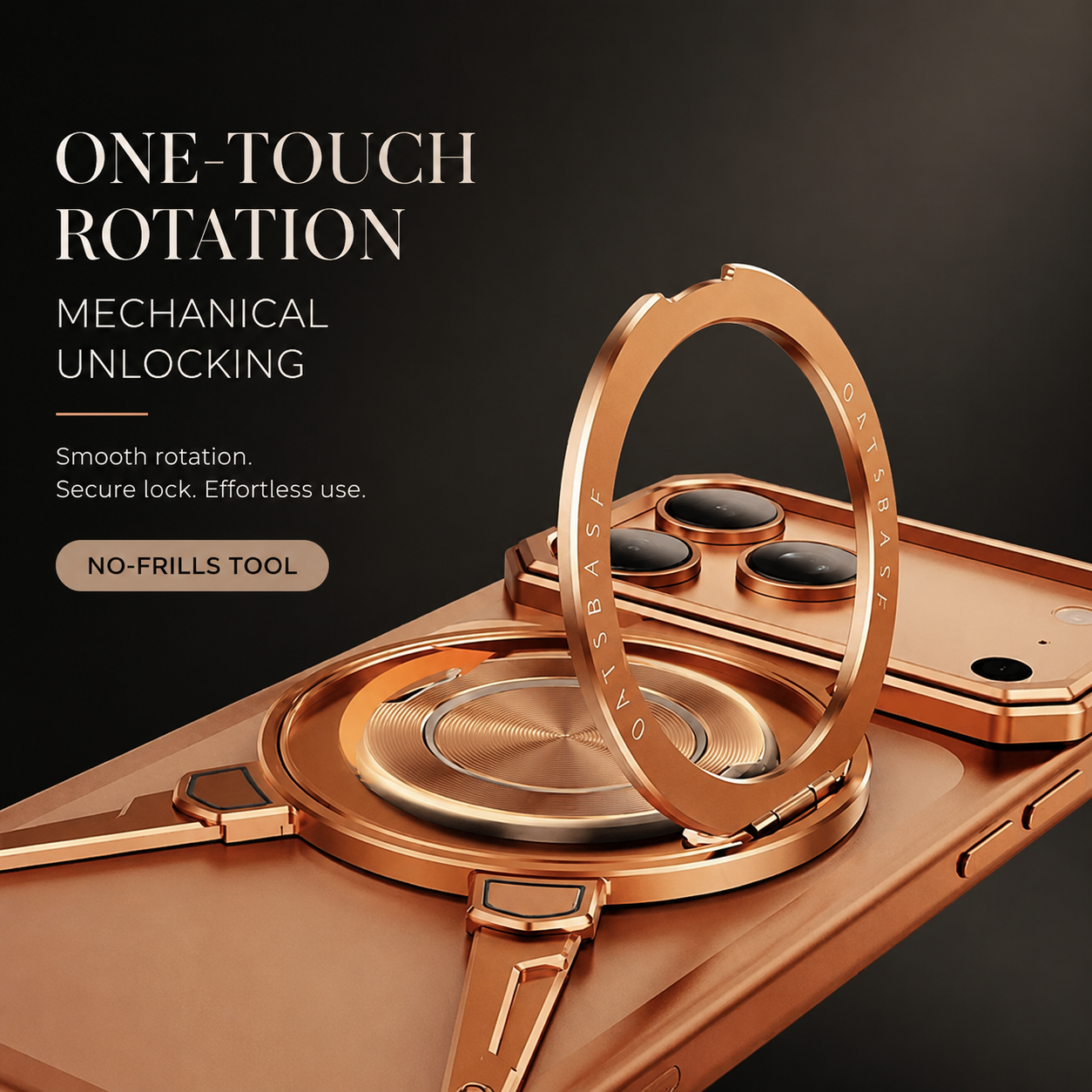 Premium iPhone Case MagSafe Compatible Aluminum Frame Protective Cover 360 Rotating Stand Ring Shockproof Magnetic Kickstand Slim Minimal Design