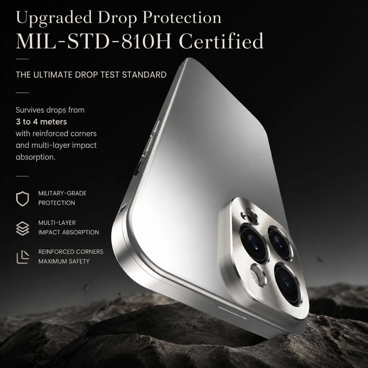 Premium iPhone Case MagSafe Compatible Aluminum Metal Frame Shockproof Protective Cover Camera Lens Protection Wireless Charging Slim Full Coverage
