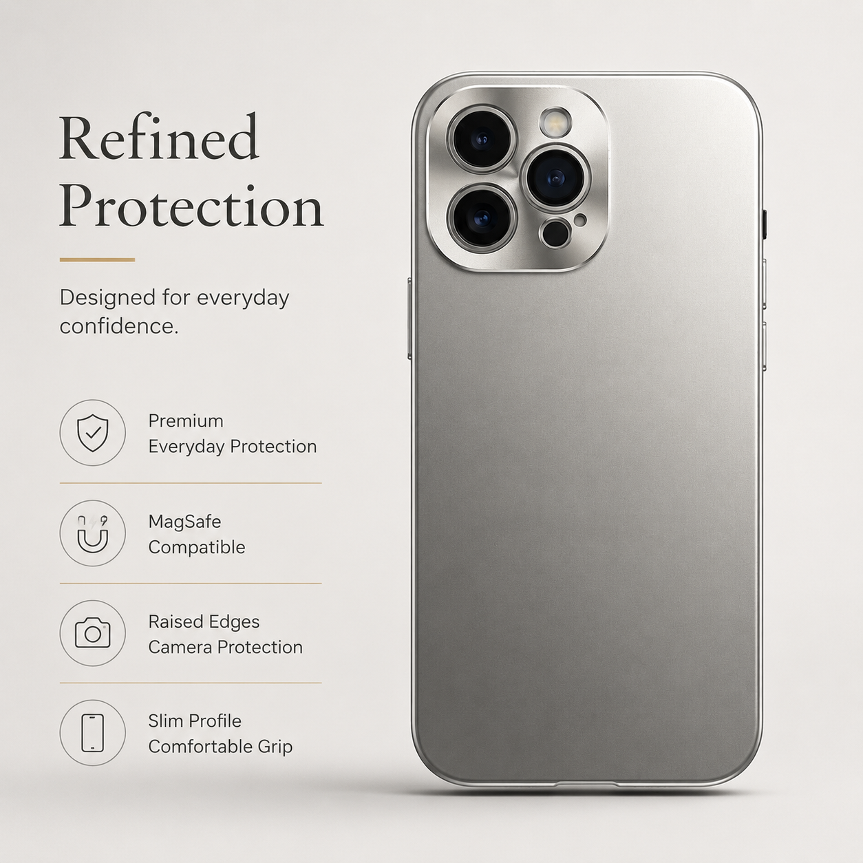 Premium iPhone Case MagSafe Compatible Aluminum Metal Frame Shockproof Protective Cover Camera Lens Protection Wireless Charging Slim Full Coverage