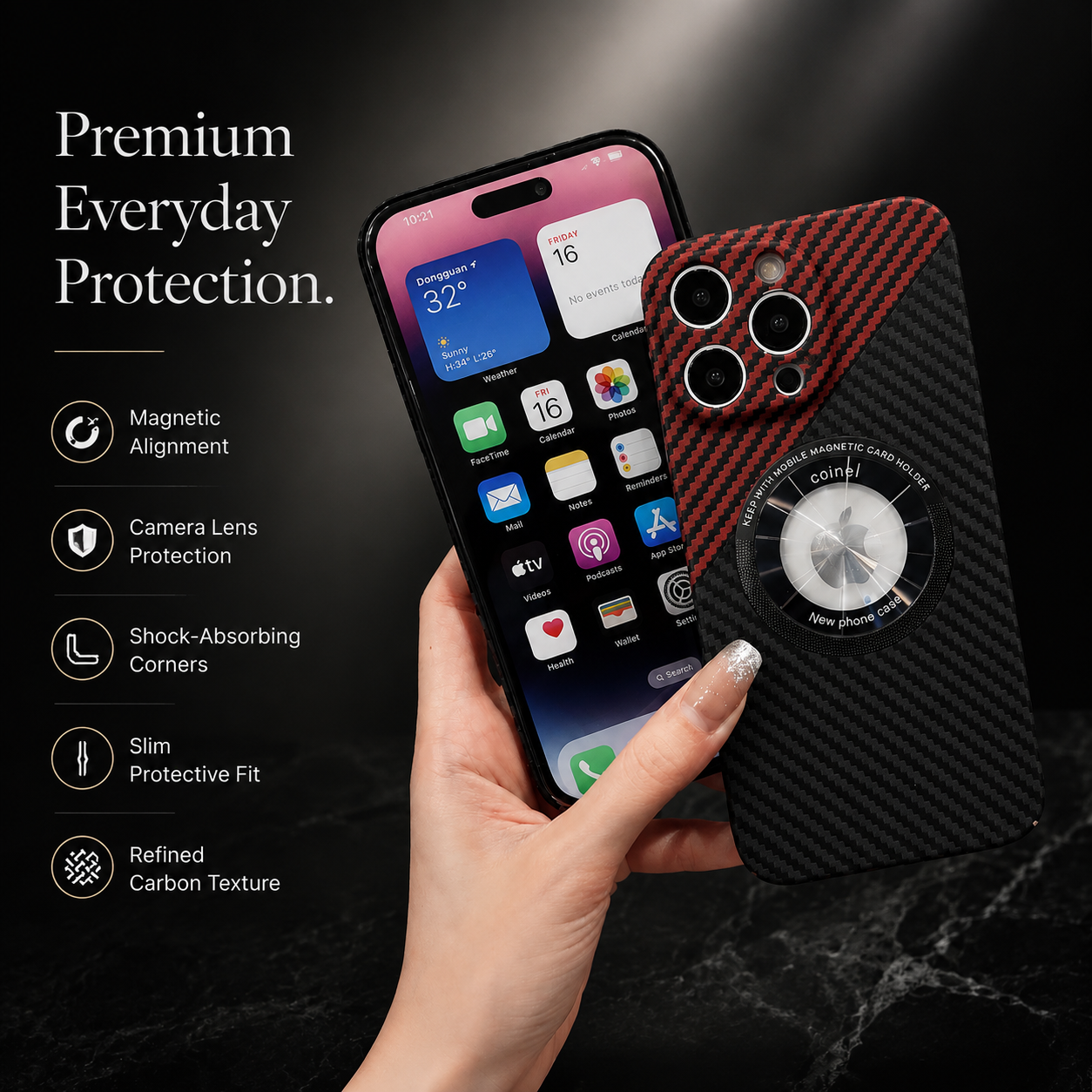 Premium iPhone Case MagSafe Compatible Carbon Fiber Magnetic Protective Cover Shockproof Slim Lightweight Camera Protection Anti Scratch Design