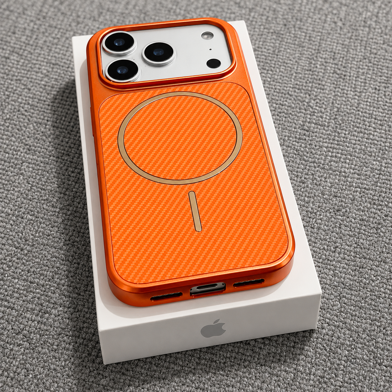 Premium iPhone Case MagSafe Compatible Carbon Fiber Protective Cover Shockproof Anti Scratch Electroplated Finish Lightweight Wireless Charging Slim Design