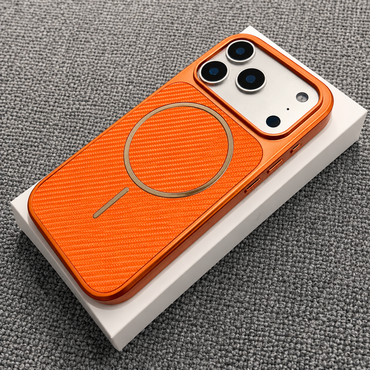Premium iPhone Case MagSafe Compatible Carbon Fiber Protective Cover Shockproof Anti Scratch Electroplated Finish Lightweight Wireless Charging Slim Design