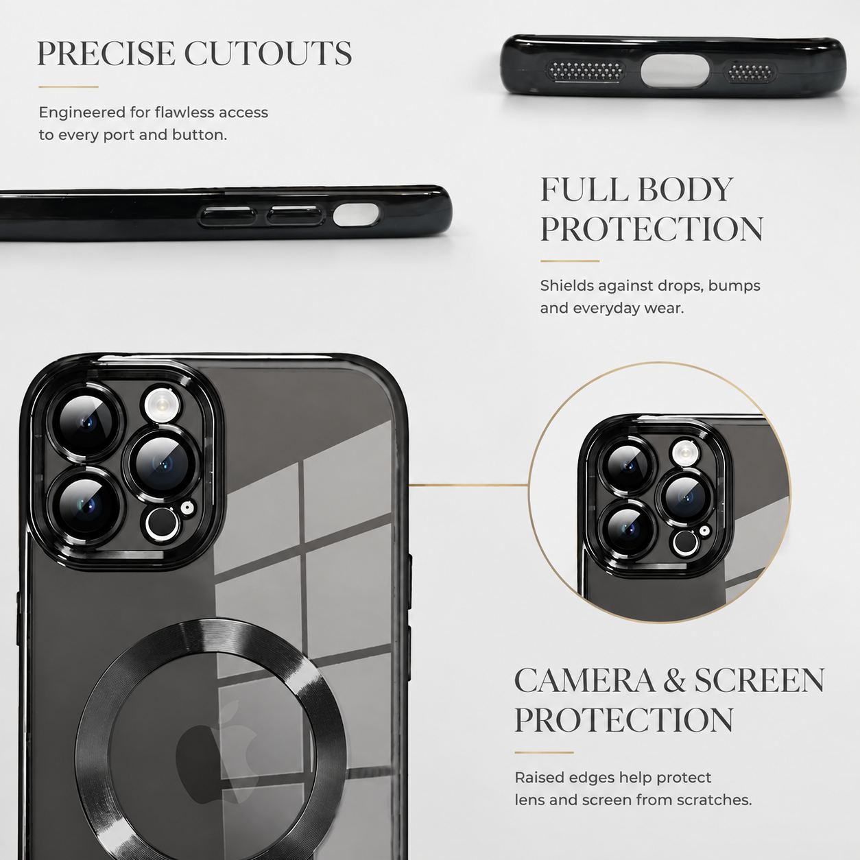 Premium iPhone Case MagSafe Compatible Clear Protective Cover Magnetic Wireless Charging Camera Lens Protection Anti Fingerprint Scratch Resistant Full Coverage