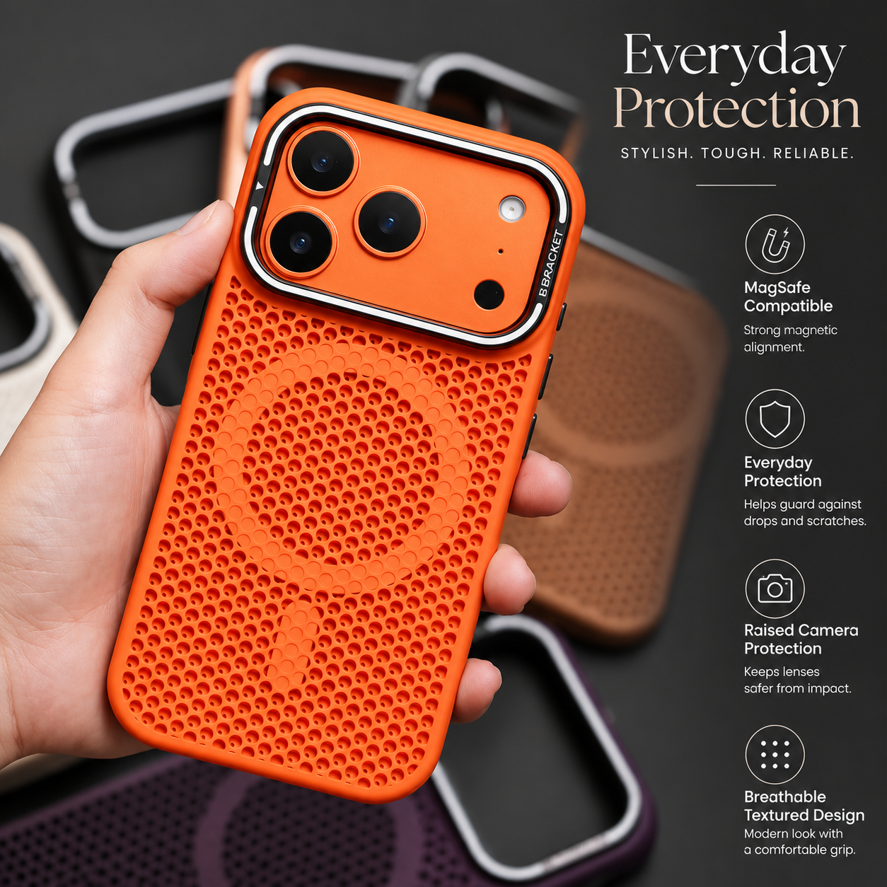 Premium iPhone Case MagSafe Compatible Cooling Mesh Shockproof Protective Cover Camera Mount Holder Anti Fingerprint Anti Scratch Matte Full Coverage