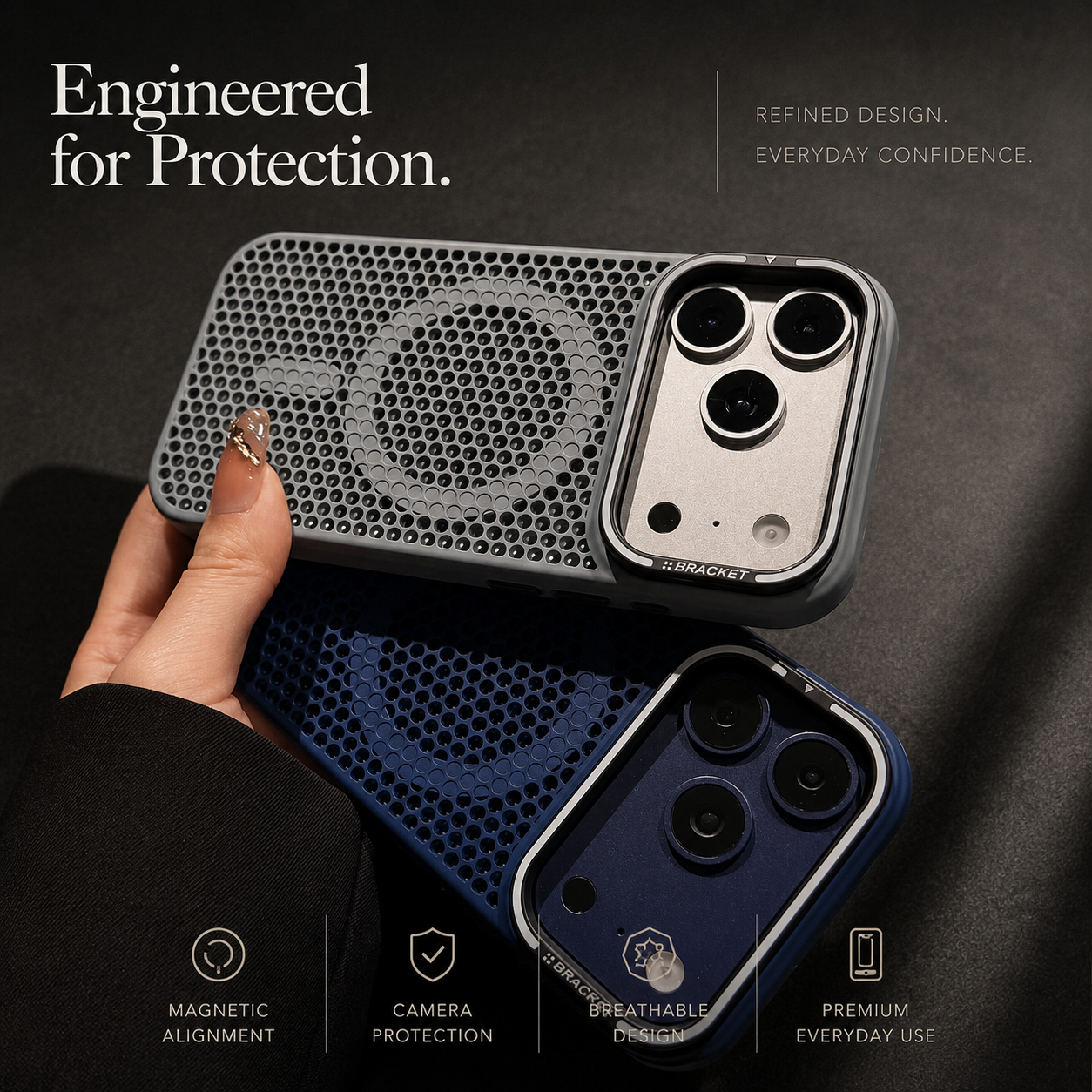 Premium iPhone Case MagSafe Compatible Cooling Mesh Shockproof Protective Cover Camera Mount Holder Anti Fingerprint Anti Scratch Matte Full Coverage