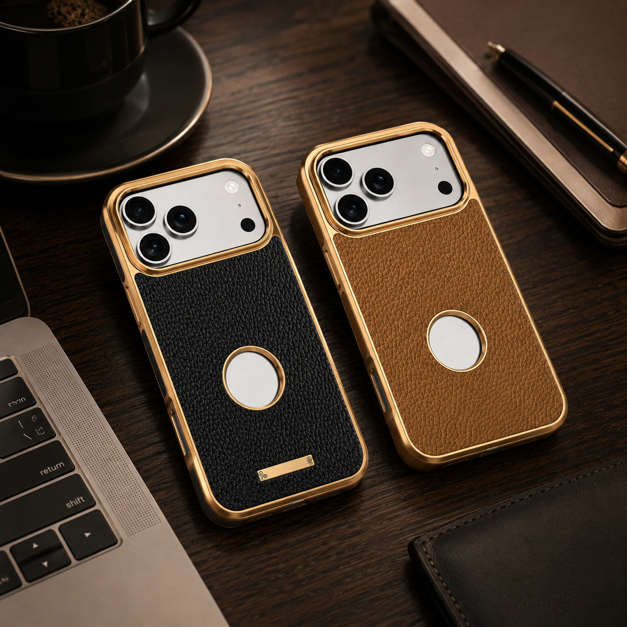 Premium iPhone Case MagSafe Compatible Cowhide Leather Cover with Lychee Texture Slim Protective Design Anti Fingerprint Non Slip Grip Durable Finish