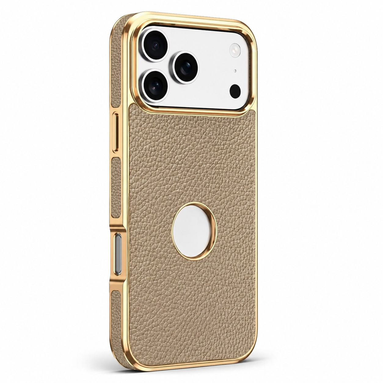 Premium iPhone Case MagSafe Compatible Cowhide Leather Cover with Lychee Texture Slim Protective Design Anti Fingerprint Non Slip Grip Durable Finish
