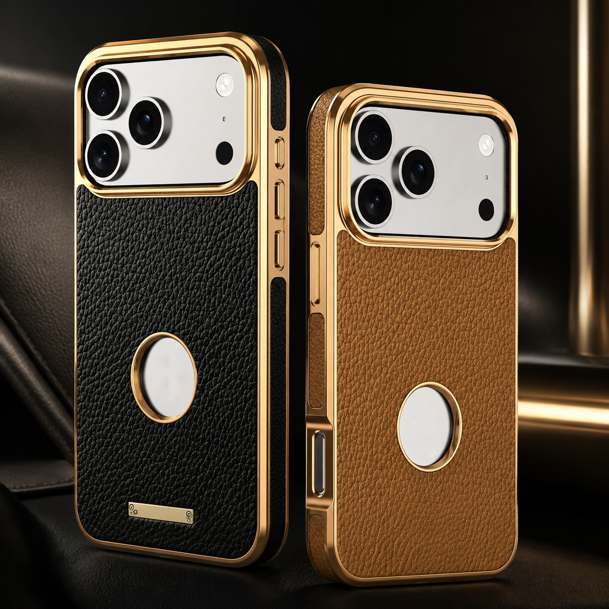 Premium iPhone Case MagSafe Compatible Cowhide Leather Cover with Lychee Texture Slim Protective Design Anti Fingerprint Non Slip Grip Durable Finish