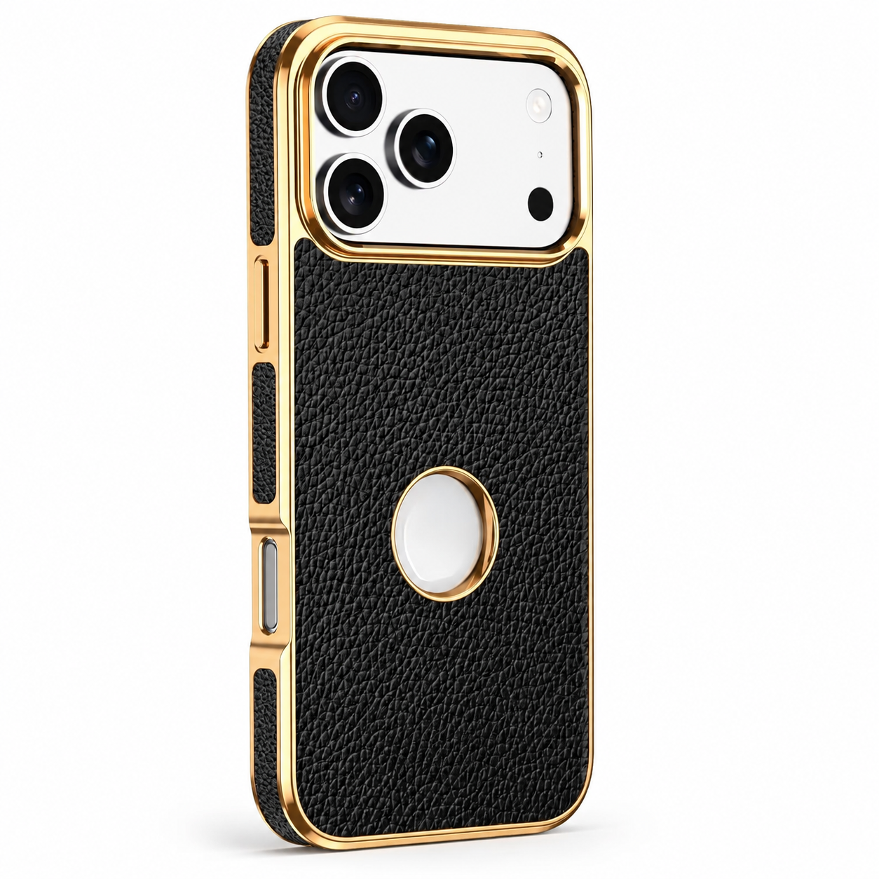 Premium iPhone Case MagSafe Compatible Cowhide Leather Cover with Lychee Texture Slim Protective Design Anti Fingerprint Non Slip Grip Durable Finish