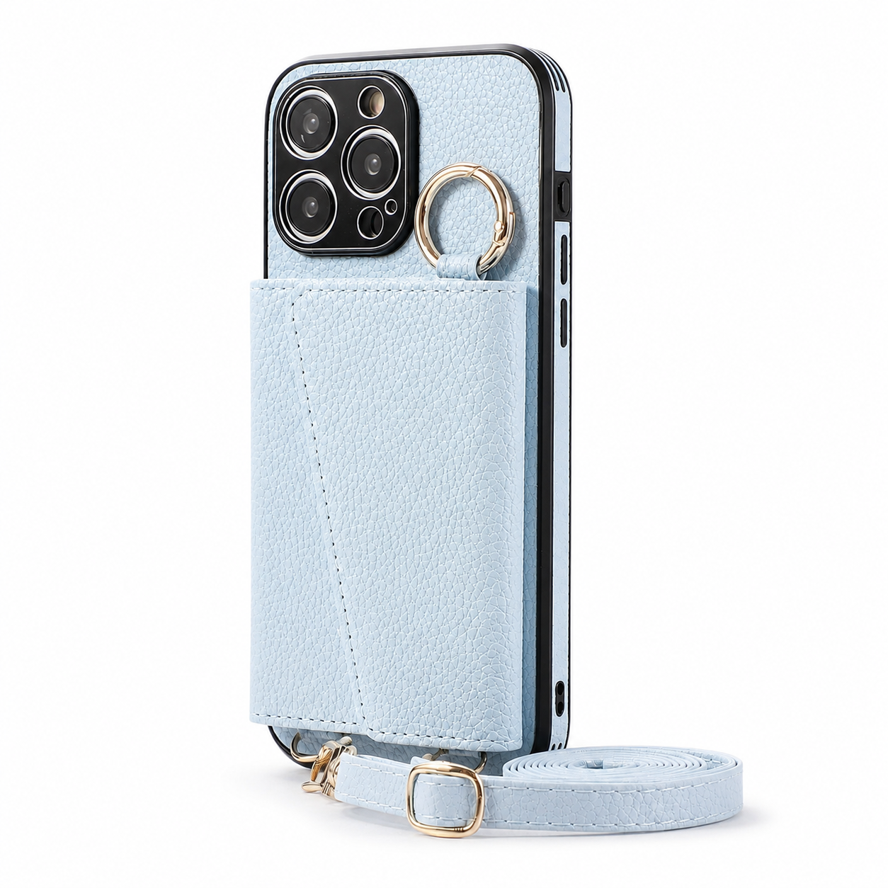 Premium iPhone Case MagSafe Compatible Crossbody Wallet Protective Cover PU Leather Card Holder Ring Stand Adjustable Strap Shockproof Full Body Design
