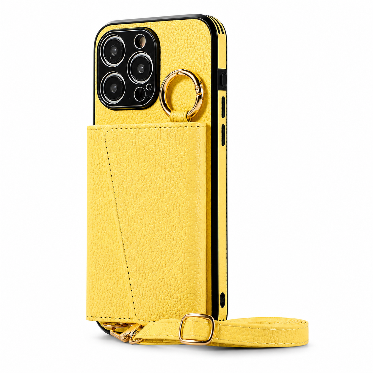 Premium iPhone Case MagSafe Compatible Crossbody Wallet Protective Cover PU Leather Card Holder Ring Stand Adjustable Strap Shockproof Full Body Design
