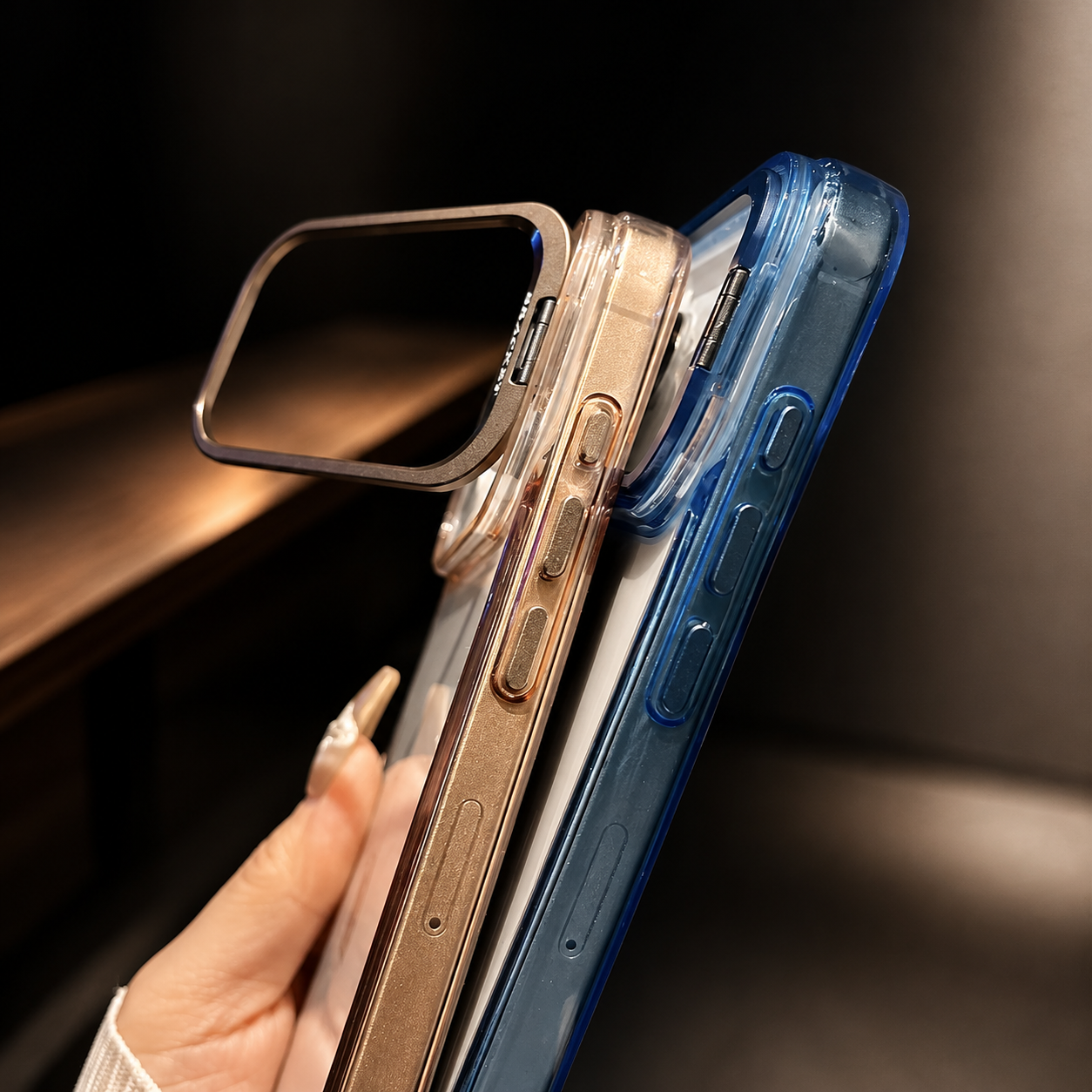 Premium iPhone Case MagSafe Compatible Crystal Clear PC Bumper with Camera Lens Stand Shockproof TPU Protective Cover Anti Scratch Slim Design