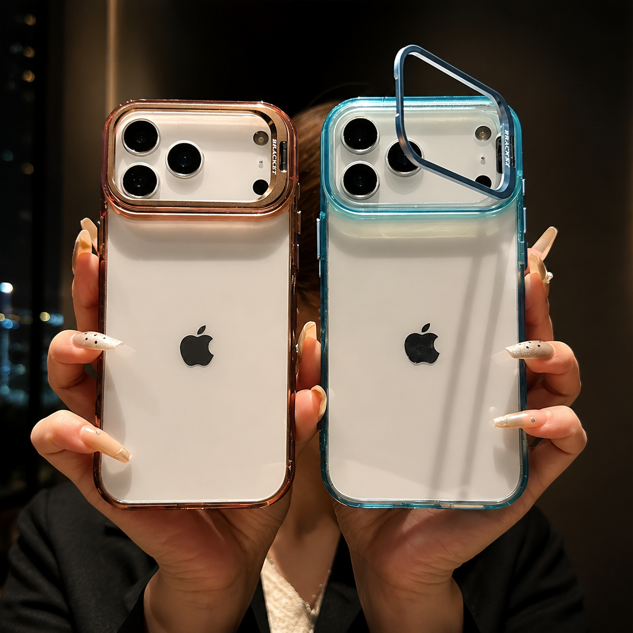 Premium iPhone Case MagSafe Compatible Crystal Clear PC Bumper with Camera Lens Stand Shockproof TPU Protective Cover Anti Scratch Slim Design