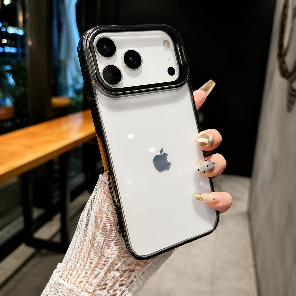 Premium iPhone Case MagSafe Compatible Crystal Clear PC Bumper with Camera Lens Stand Shockproof TPU Protective Cover Anti Scratch Slim Design