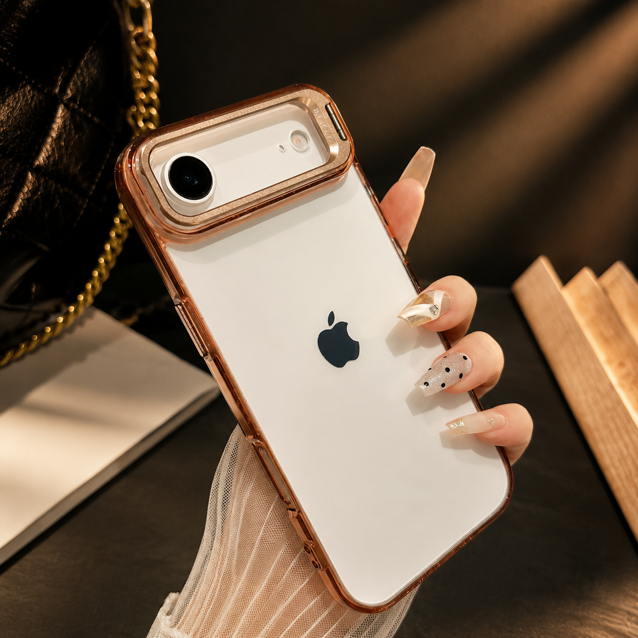 Premium iPhone Case MagSafe Compatible Crystal Clear PC Bumper with Camera Lens Stand Shockproof TPU Protective Cover Anti Scratch Slim Design