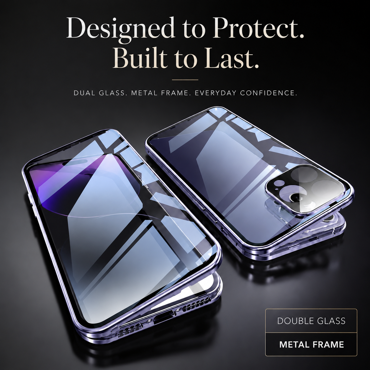 Premium iPhone Case MagSafe Compatible Double-Sided Tempered Glass Protective Cover Magnetic Metal Frame Full Body Shockproof Clear Protection Design