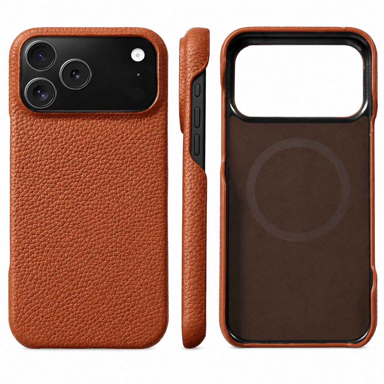 Premium iPhone Case MagSafe Compatible Genuine Leather Magnetic Protective Cover Luxury Cowhide Leather Slim Shockproof Full Coverage