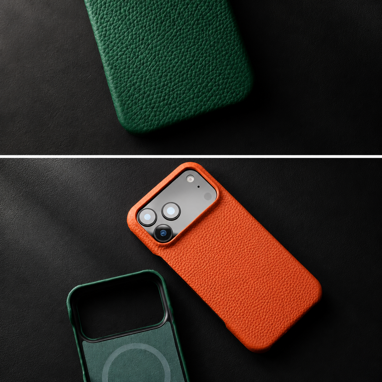 Premium iPhone Case MagSafe Compatible Genuine Leather Protective Cover Magnetic Camera Lens Protection Anti Scratch Slim Full Coverage