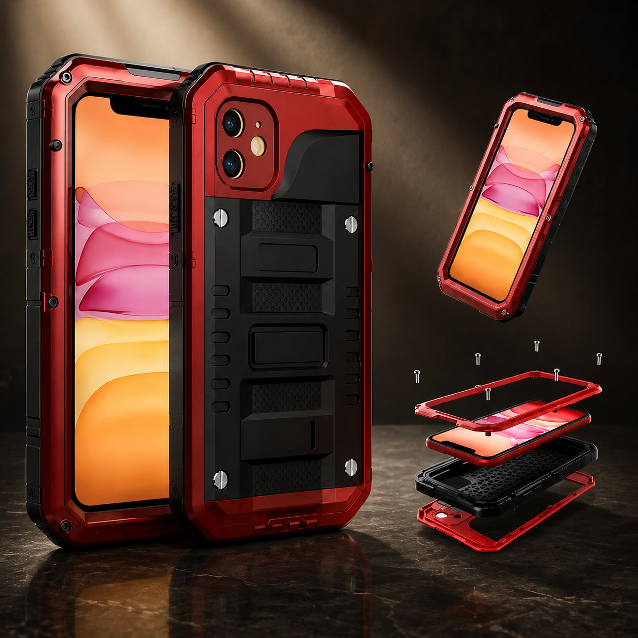 Premium iPhone Case MagSafe Compatible IP68 Waterproof Metal Armor Cover Shockproof Heavy Duty Protective Frame Camera Lens Screen Protection Full Coverage Design