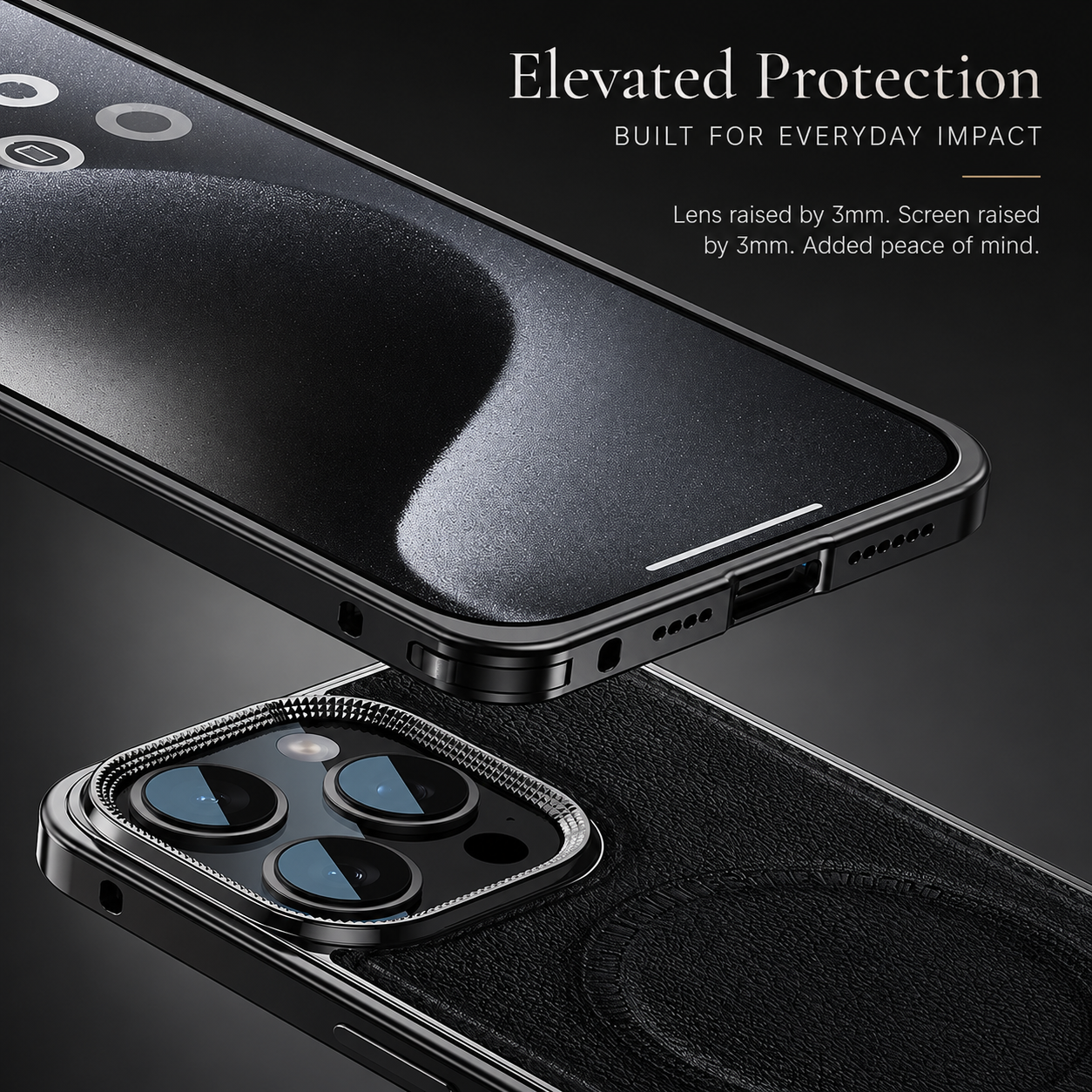 Premium iPhone Case MagSafe Compatible Leather Backplate Aluminum Alloy Frame Shockproof Protective Cover Wireless Charging Slim Luxury Design