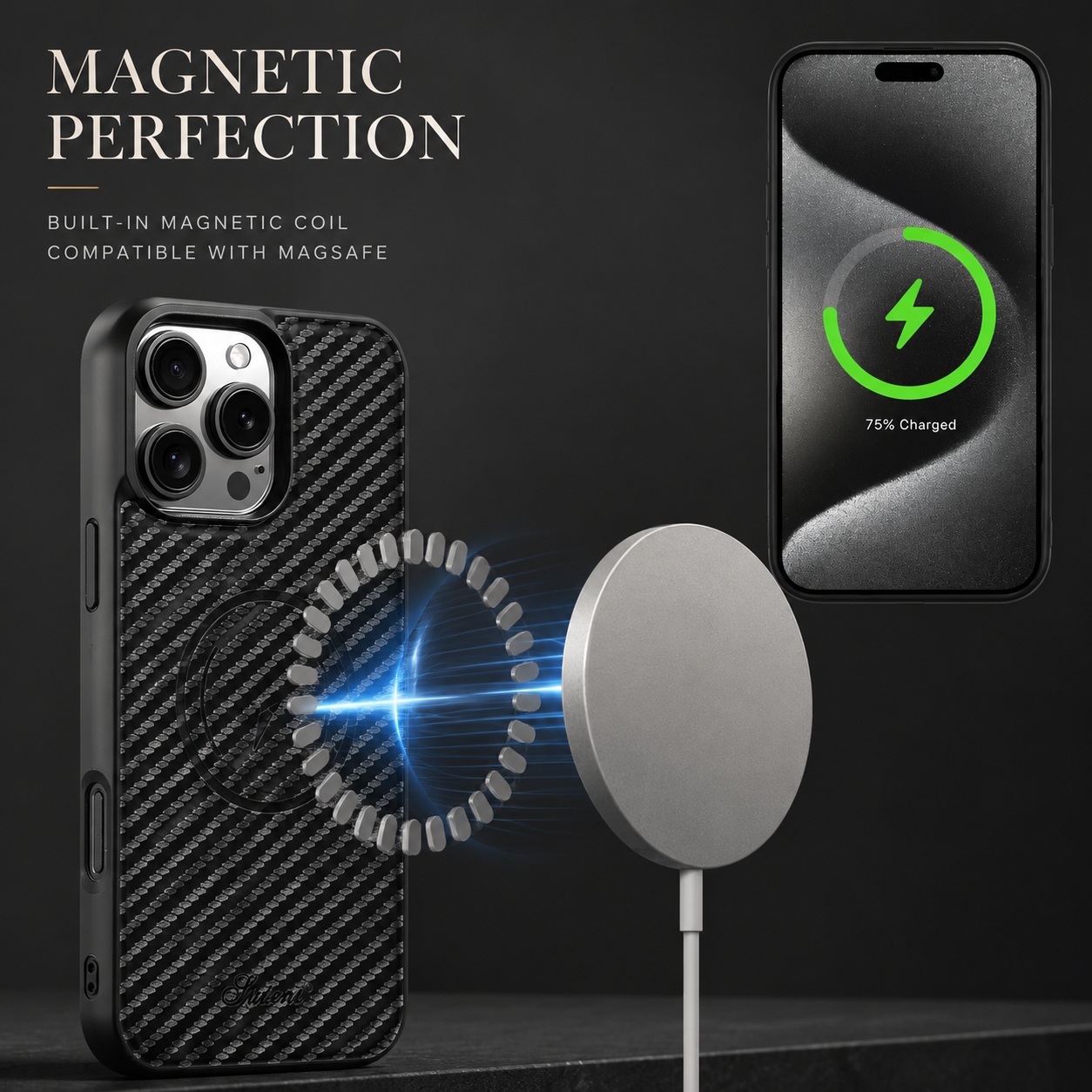 Premium iPhone Case MagSafe Compatible Leather Wallet Cover Card Holder Stand Shockproof Protective Design Magnetic Wireless Charging Slim Durable