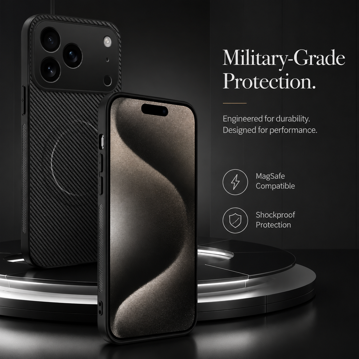 Premium iPhone Case MagSafe Compatible Luxury Carbon Fiber Leather Protective Cover Ultra Thin Magnetic Wireless Charging Shockproof Slim Full Coverage