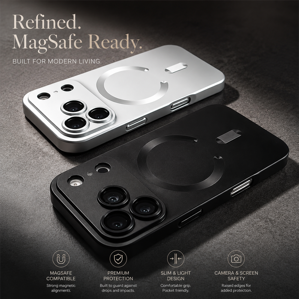 Premium iPhone Case MagSafe Compatible Luxury Metallic Paint Soft TPU Magnetic Protective Cover Shockproof Camera Lens Protection Wireless Charging Slim Full Coverage