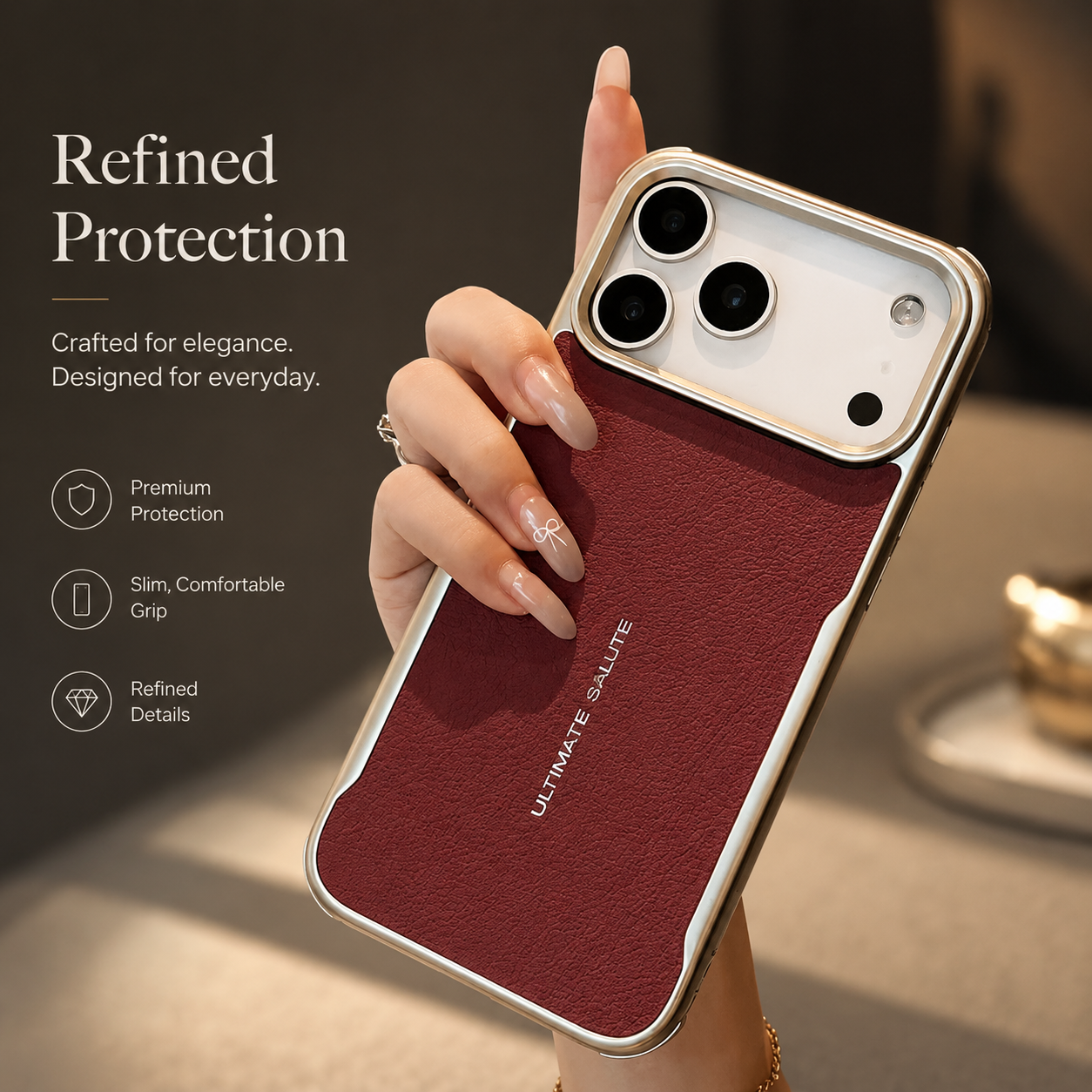 Premium iPhone Case MagSafe Compatible Luxury PU Leather Protective Cover Magnetic PC Frame Shockproof Anti Scratch Full Coverage Slim Design