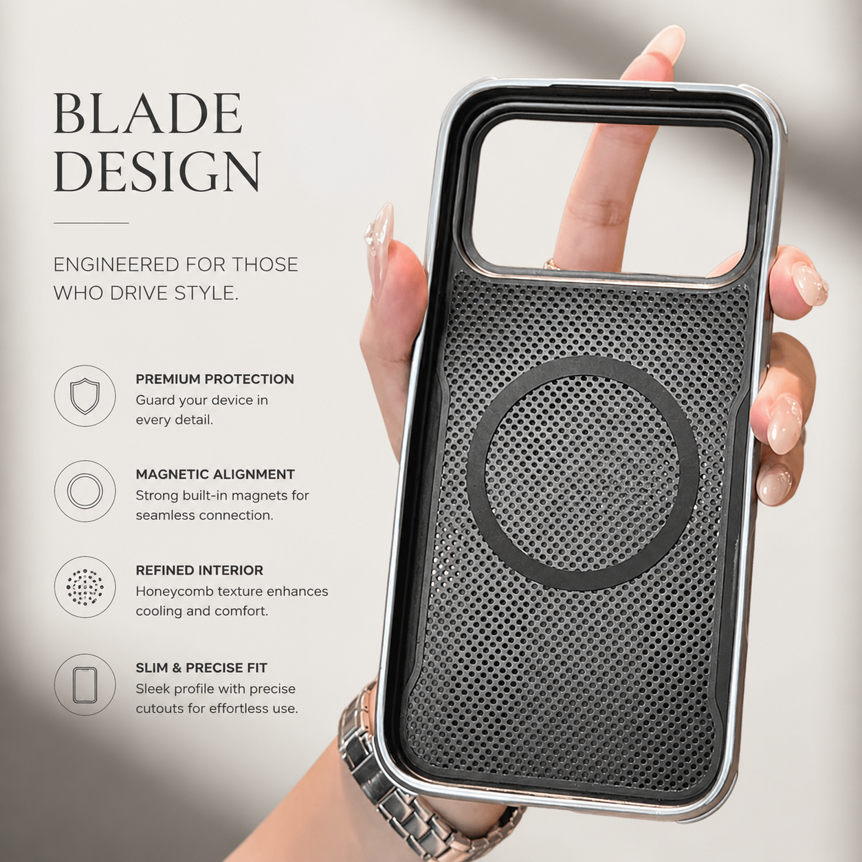 Premium iPhone Case MagSafe Compatible Luxury PU Leather Protective Cover Magnetic PC Frame Shockproof Anti Scratch Full Coverage Slim Design