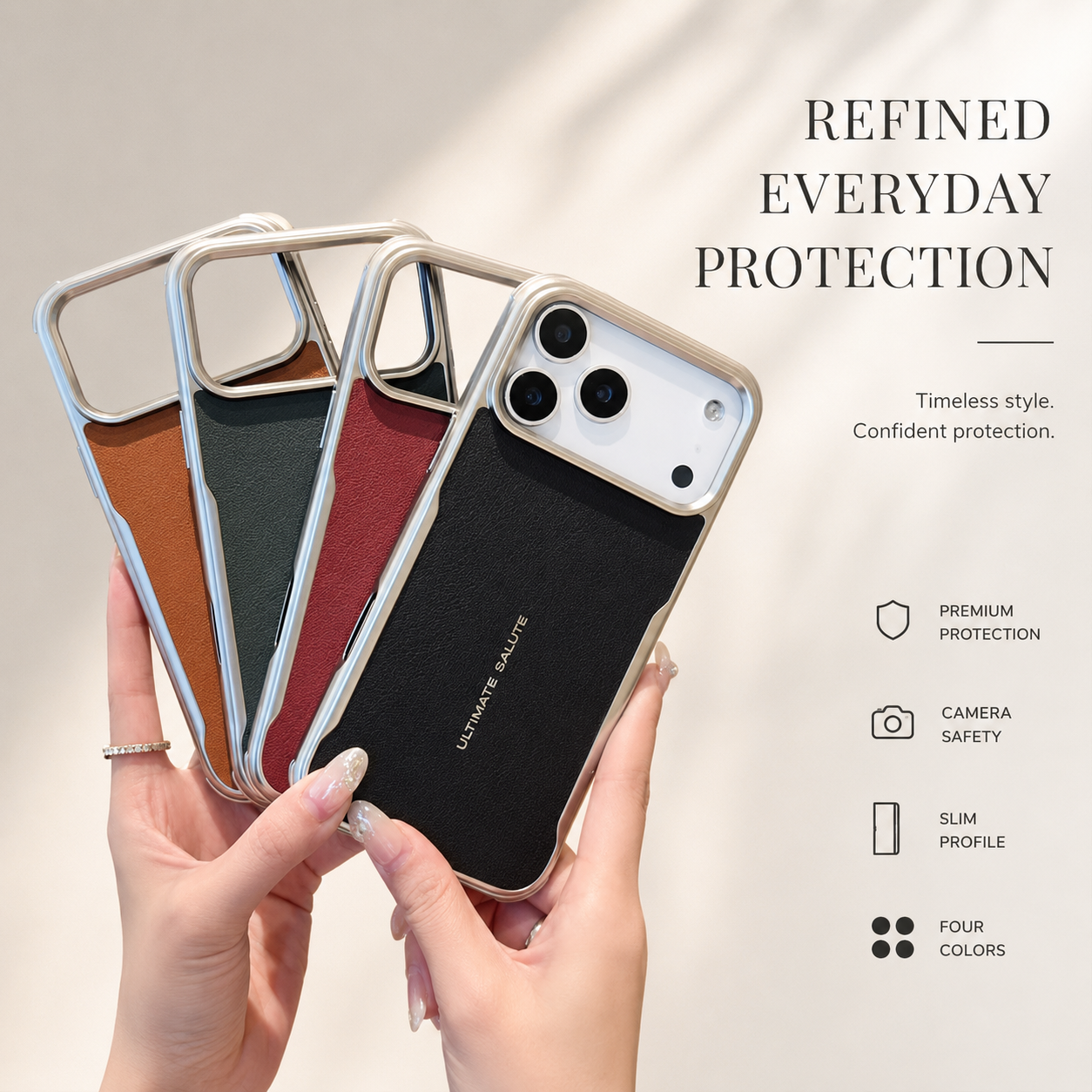 Premium iPhone Case MagSafe Compatible Luxury PU Leather Protective Cover Magnetic PC Frame Shockproof Anti Scratch Full Coverage Slim Design