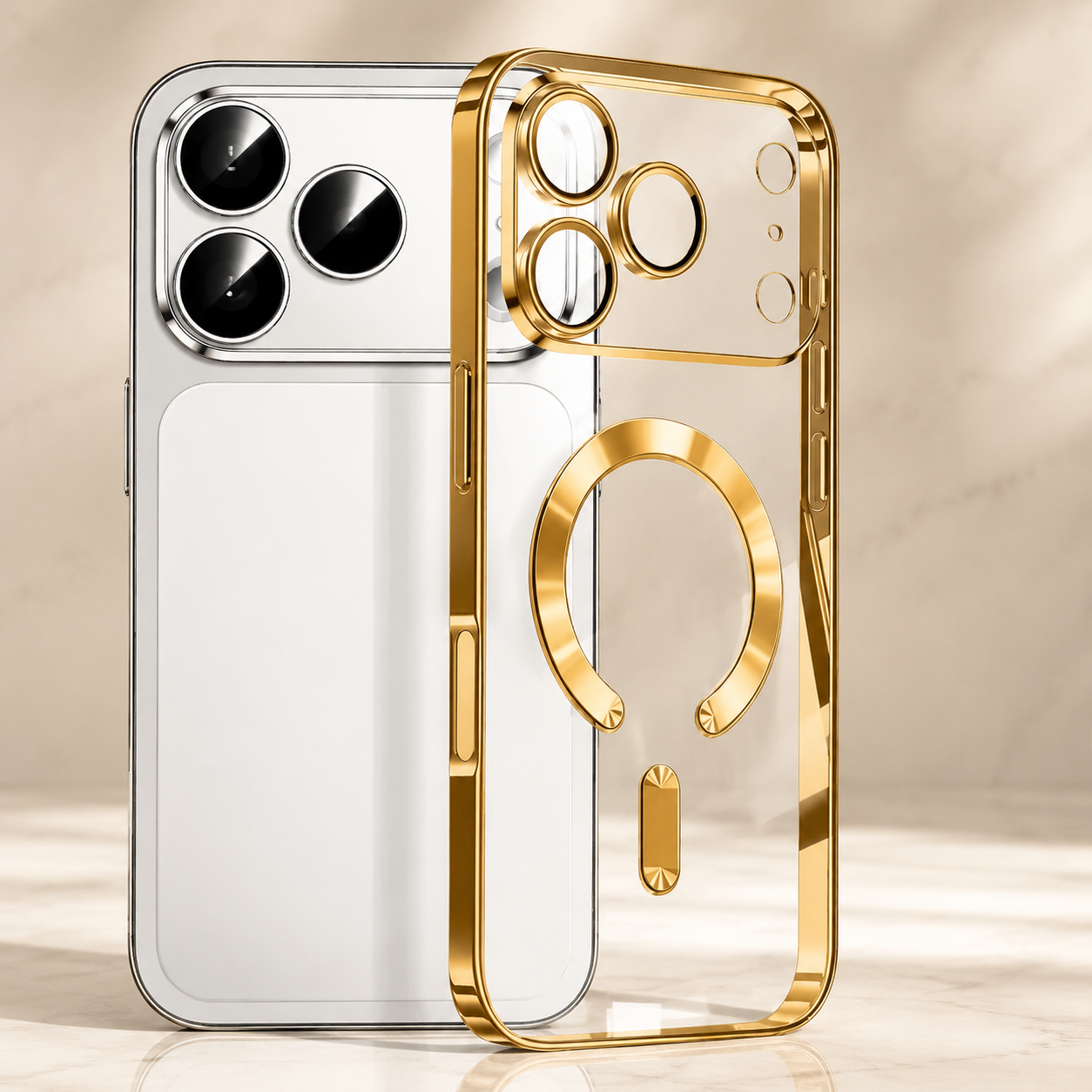 Premium iPhone Case MagSafe Compatible Luxury Plating Clear Back Shockproof Bumper Cover Magnetic Wireless Charging Anti Scratch Slim Full Coverage