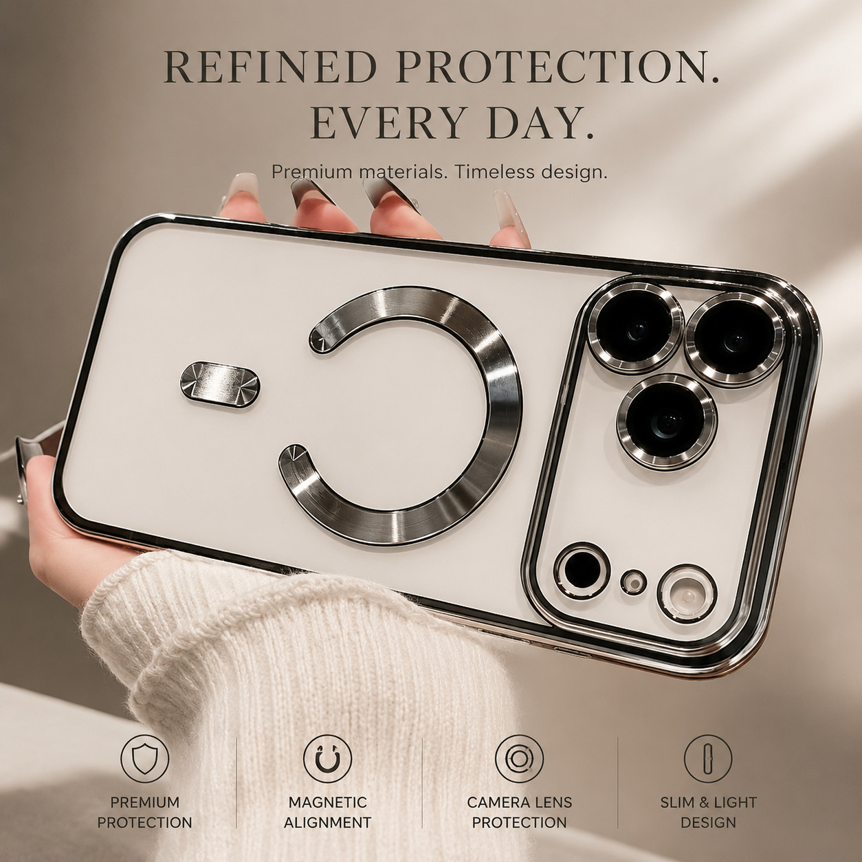Premium iPhone Case MagSafe Compatible Luxury Plating Clear Back Shockproof Bumper Cover Magnetic Wireless Charging Anti Scratch Slim Full Coverage