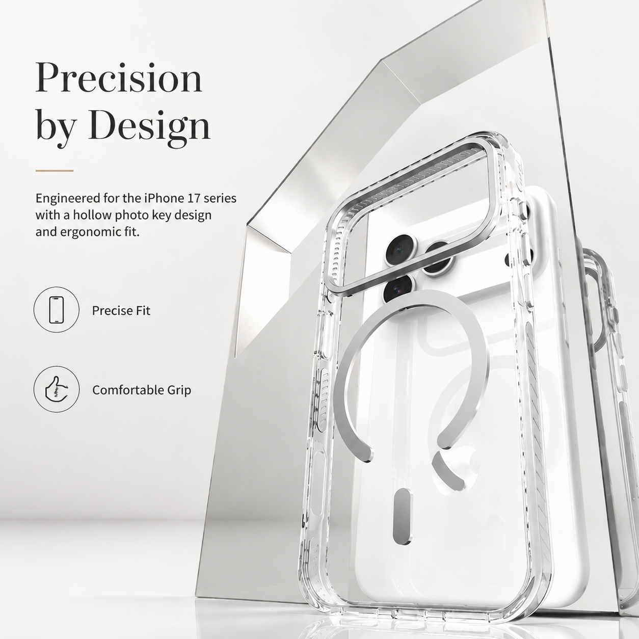 Premium iPhone Case MagSafe Compatible Magnetic Clear Cover PE Striped Border PC Back Camera Lens Protection Slim Full Coverage