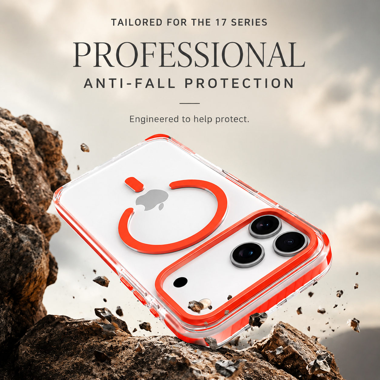 Premium iPhone Case MagSafe Compatible Magnetic Clear Cover PE Striped Border PC Back Camera Lens Protection Slim Full Coverage