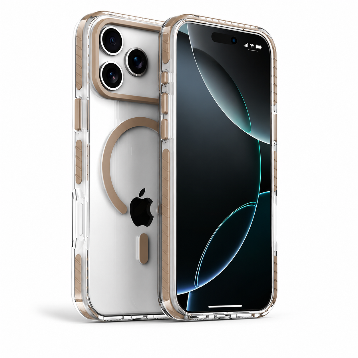 Premium iPhone Case MagSafe Compatible Magnetic Clear Cover PE Striped Border PC Back Camera Lens Protection Slim Full Coverage