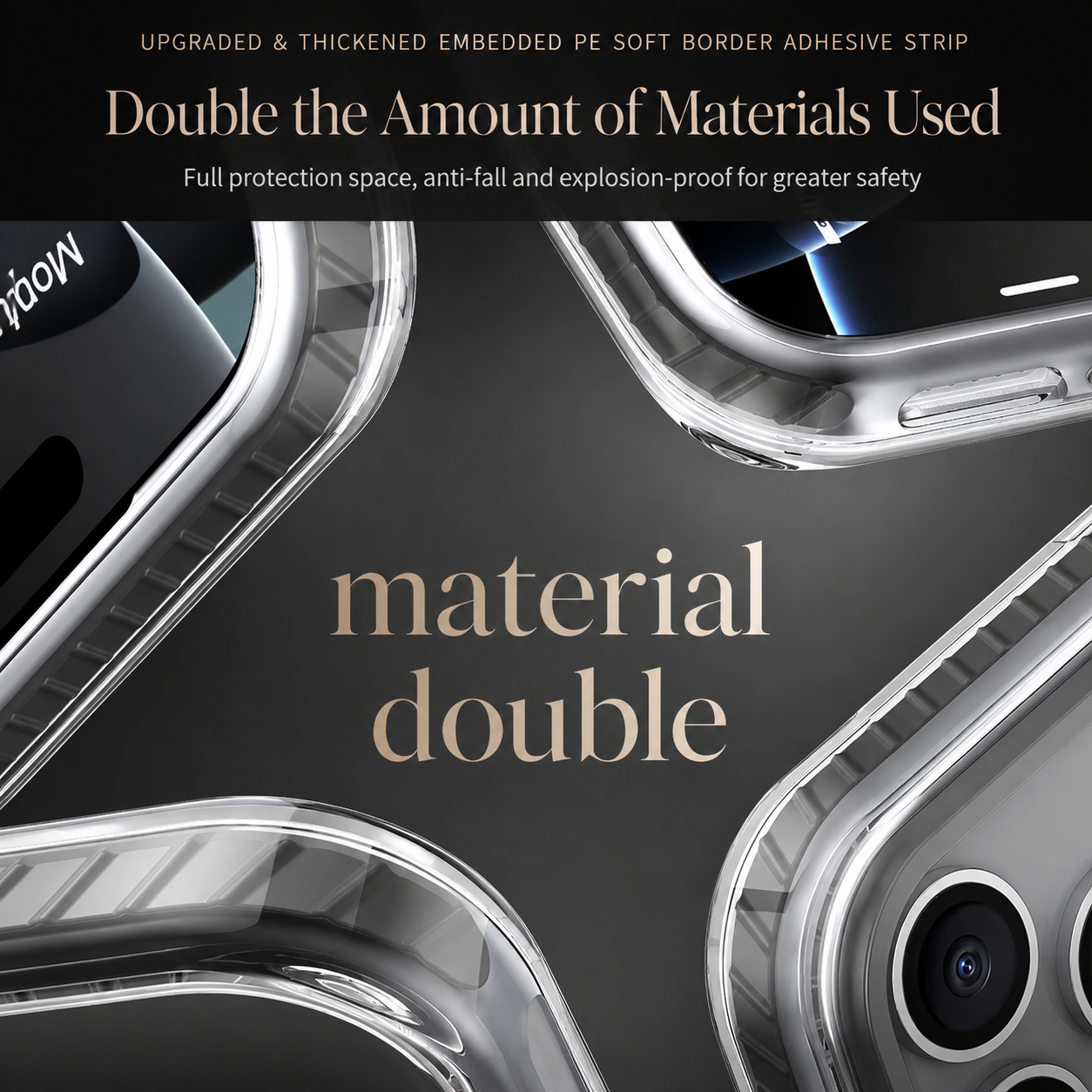 Premium iPhone Case MagSafe Compatible Magnetic Clear Cover PE Striped Border PC Back Camera Lens Protection Slim Full Coverage