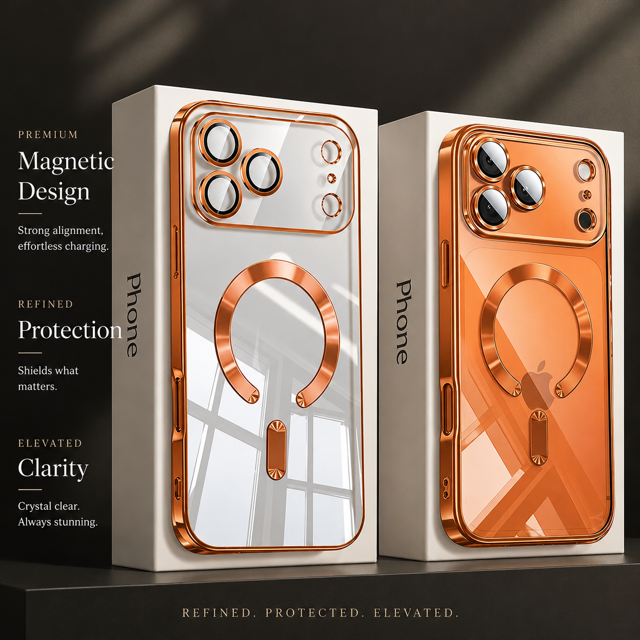 Premium iPhone Case MagSafe Compatible Magnetic Clear Protective Cover Shockproof Soft TPU Camera Lens Protection Slim Plated Full Coverage