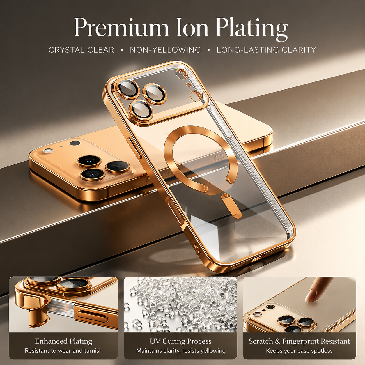 Premium iPhone Case MagSafe Compatible Magnetic Clear Protective Cover Shockproof Soft TPU Camera Lens Protection Slim Plated Full Coverage